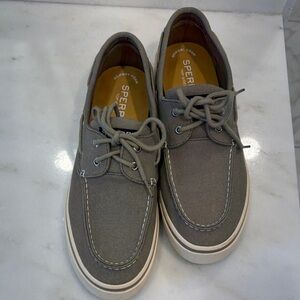 Sz 11 Sperry Men's Charcoal Canvas Boat Shoes
